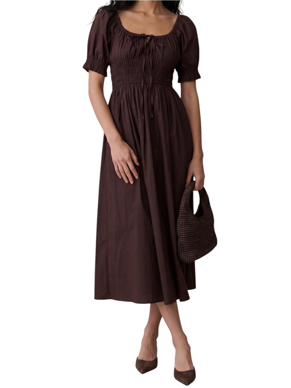 Few Moda Sorella Fenella Cotton Dress Dark Coffee Brown NWT - Picture 2 of 8